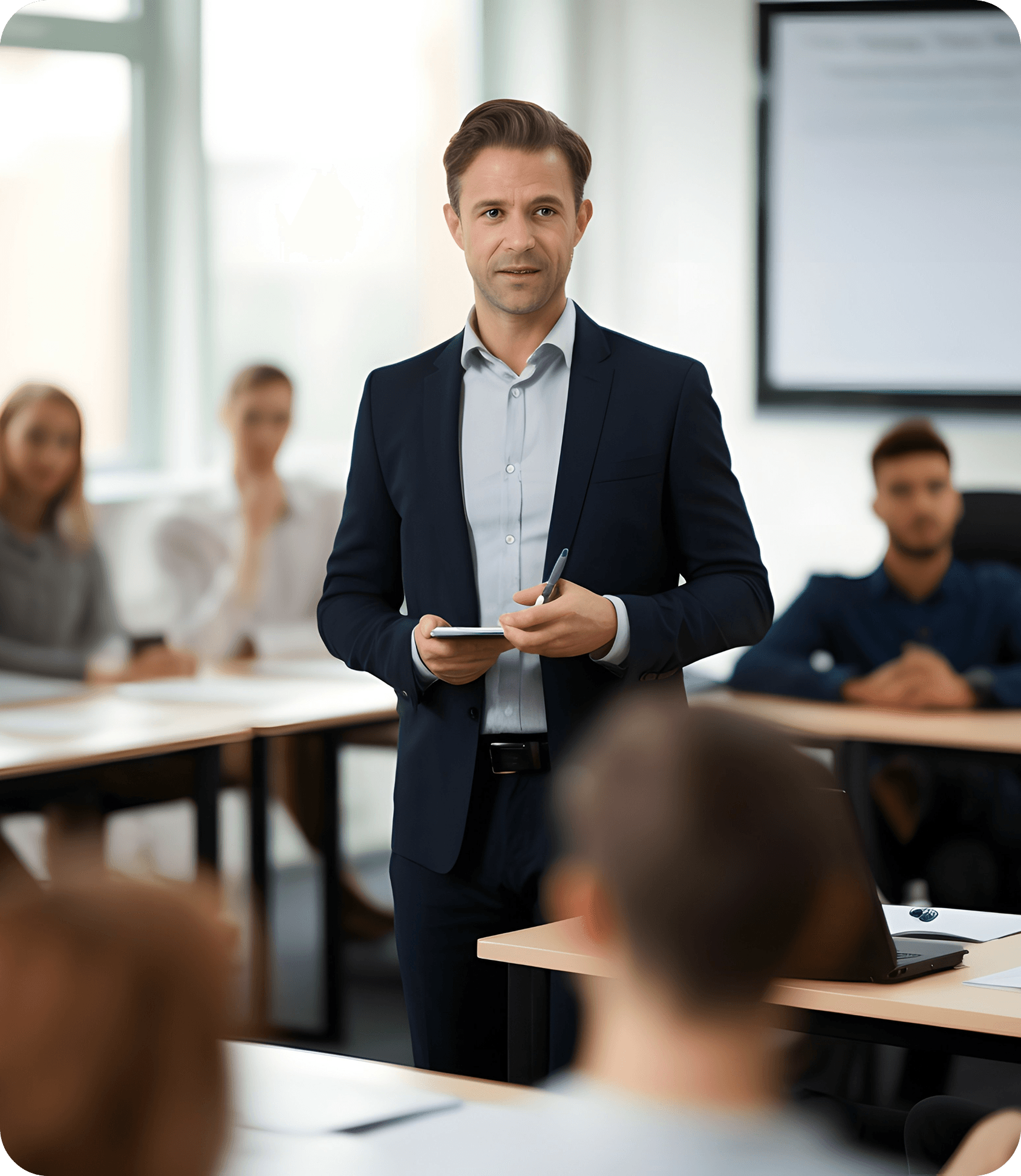 Teacher instructing students